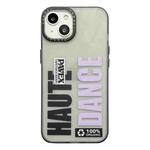 For iPhone 15 Double Layer Frosted IMD Series TPU + PC Phone Case(Purple Letter DANCE)