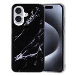 For iPhone 16 Plus IMD Marble TPU Phone Case(Black)