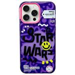 For iPhone 15 Pro TOMATO Text Graffiti TPU Hybrid PC Phone Case(Purple)