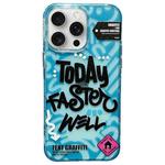 For iPhone 14 Pro Max TOMATO Text Graffiti TPU Hybrid PC Phone Case(Blue)
