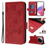 For Xiaomi 12S Ultra Embossed Rose RFID Anti-theft Leather Phone Case(Red)