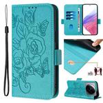 For Xiaomi 12S Ultra Embossed Rose RFID Anti-theft Leather Phone Case(Light Blue)