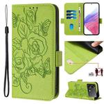 For Xiaomi Poco X6 Neo 5G Embossed Rose RFID Anti-theft Leather Phone Case(Green)