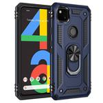 For Google Pixel 4a Shockproof TPU + PC Protective Case with 360 Degree Rotating Holder(Blue)