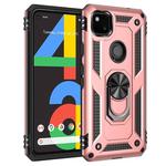 For Google Pixel 4a Shockproof TPU + PC Protective Case with 360 Degree Rotating Holder(Rose Gold)