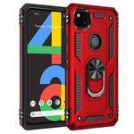 For Google Pixel 4a Shockproof TPU + PC Protective Case with 360 Degree Rotating Holder(Red)