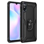 For Xiaomi Redmi 9A Shockproof TPU + PC Protective Case with 360 Degree Rotating Holder(Black)