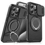 For iPhone 15 Pro Max Sliding Camshield Ring Holder Phone Case(Black)