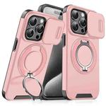 For iPhone 15 Pro Max Sliding Camshield Ring Holder Phone Case(Pink)