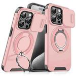 For iPhone 15 Pro Sliding Camshield Ring Holder Phone Case(Pink)