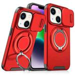 For iPhone 14 Plus Sliding Camshield Ring Holder Phone Case(Red)