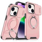 For iPhone 14 Plus Sliding Camshield Ring Holder Phone Case(Pink)
