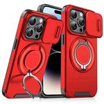 For iPhone 14 Pro Sliding Camshield Ring Holder Phone Case(Red)