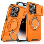 For iPhone 14 Pro Sliding Camshield Ring Holder Phone Case(Orange)