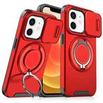 For iPhone 12 Sliding Camshield Ring Holder Phone Case(Red)