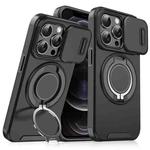 For iPhone 12 Pro Sliding Camshield Ring Holder Phone Case(Black)