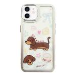 For iPhone 12 Clear Illustration Graffiti Pattern TPU + PC Phone Case(Brown Dog)