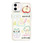 For iPhone 12 Clear Illustration Graffiti Pattern TPU + PC Phone Case(3D Apple Graffiti)