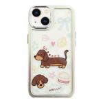 For iPhone 13 Clear Illustration Graffiti Pattern TPU + PC Phone Case(Brown Dog)