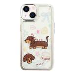 For iPhone 14 Clear Illustration Graffiti Pattern TPU + PC Phone Case(Brown Dog)