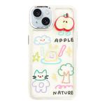 For iPhone 15 Clear Illustration Graffiti Pattern TPU + PC Phone Case(3D Apple Graffiti)