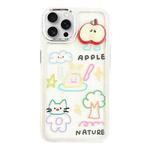 For iPhone 15 Pro Clear Illustration Graffiti Pattern TPU + PC Phone Case(3D Apple Graffiti)