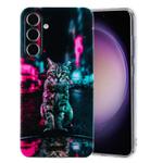 For Samsung Galaxy S24 FE 5G Colorful Painting Pattern TPU Phone Case(Traffic Light Cat)