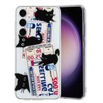 For Samsung Galaxy S24 FE 5G Colorful Painting Pattern TPU Phone Case(Black Cat)