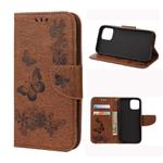 For iPhone 12 mini Vintage Embossed Floral Butterfly Pattern Horizontal Flip Leather Case with Card Slot & Holder & Wallet & Lanyard(Brown)
