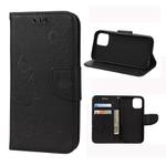 For iPhone 12 Pro Max Vintage Embossed Floral Butterfly Pattern Horizontal Flip Leather Case with Card Slot & Holder & Wallet & Lanyard(Black)
