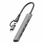 5 in 2 Multi-function HUB Adapter, Interface:USB-C / Type-C + 8 Pin(Grey)