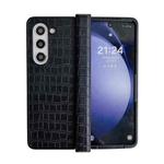 For Samsung Galaxy Z Fold6 5G Crocodile Pattern PC Foldable Phone Case with Hinge(Black)