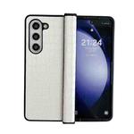 For Samsung Galaxy Z Fold6 5G Crocodile Pattern PC Foldable Phone Case with Hinge(White)