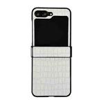 For Samsung Galaxy Z Flip5 5G Crocodile Pattern PC Foldable Phone Case with Hinge(White)