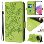 For Redmi A3 / Xiaomi Poco C61 4G Global Embossed Rose RFID Anti-theft Leather Phone Case(Green)