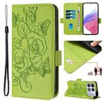 For Redmi K70 Ultra 5G Global Embossed Rose RFID Anti-theft Leather Phone Case(Green)