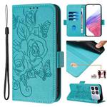 For Redmi K70 Ultra 5G Global Embossed Rose RFID Anti-theft Leather Phone Case(Light Blue)