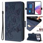 For Redmi K70 Ultra 5G Global Embossed Rose RFID Anti-theft Leather Phone Case(Dark Blue)