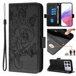 For Redmi K70 Ultra 5G Global Embossed Rose RFID Anti-theft Leather Phone Case(Black)