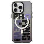 For iPhone 14 Pro Double-Layer Frosted IMD MagSafe Phone Case(Purple Gradient Letters)