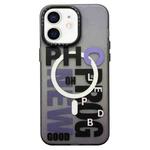 For iPhone 11 Double-Layer Frosted IMD MagSafe Phone Case(Purple Gradient Letters)