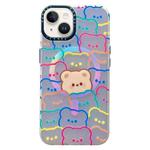 For iPhone 14 Double-Layer Frosted IMD MagSafe Phone Case(Stacking Bears)