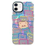 For iPhone 12 Double-Layer Frosted IMD MagSafe Phone Case(Stacking Bears)