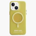 For iPhone 14 Double-Layer Frosted IMD Macaron Color MagSafe Phone Case(Yellow)