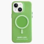 For iPhone 14 Double-Layer Frosted IMD Macaron Color MagSafe Phone Case(Green)