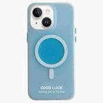 For iPhone 13 Double-Layer Frosted IMD Macaron Color MagSafe Phone Case(Blue)
