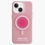 For iPhone 13 Double-Layer Frosted IMD Macaron Color MagSafe Phone Case(Pink)