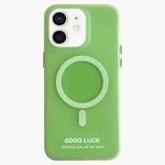 For iPhone 12 Double-Layer Frosted IMD Macaron Color MagSafe Phone Case(Green)