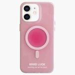 For iPhone 12 Double-Layer Frosted IMD Macaron Color MagSafe Phone Case(Pink)