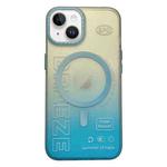 For iPhone 14 Double-Layer Frosted Gradient MagSafe Phone Case(Blue)